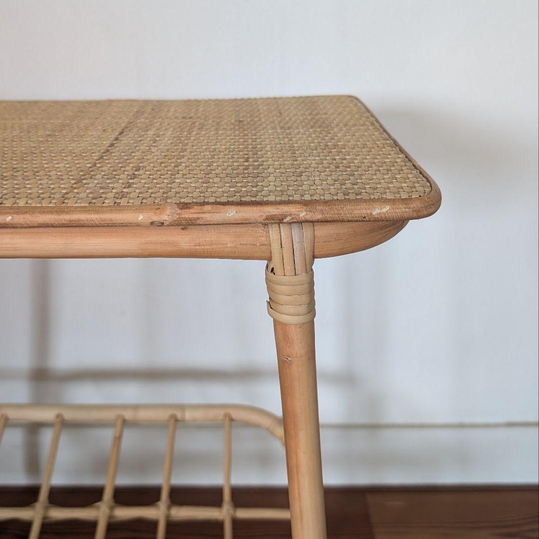 ラタン サイドテーブル ナチュラルウッド