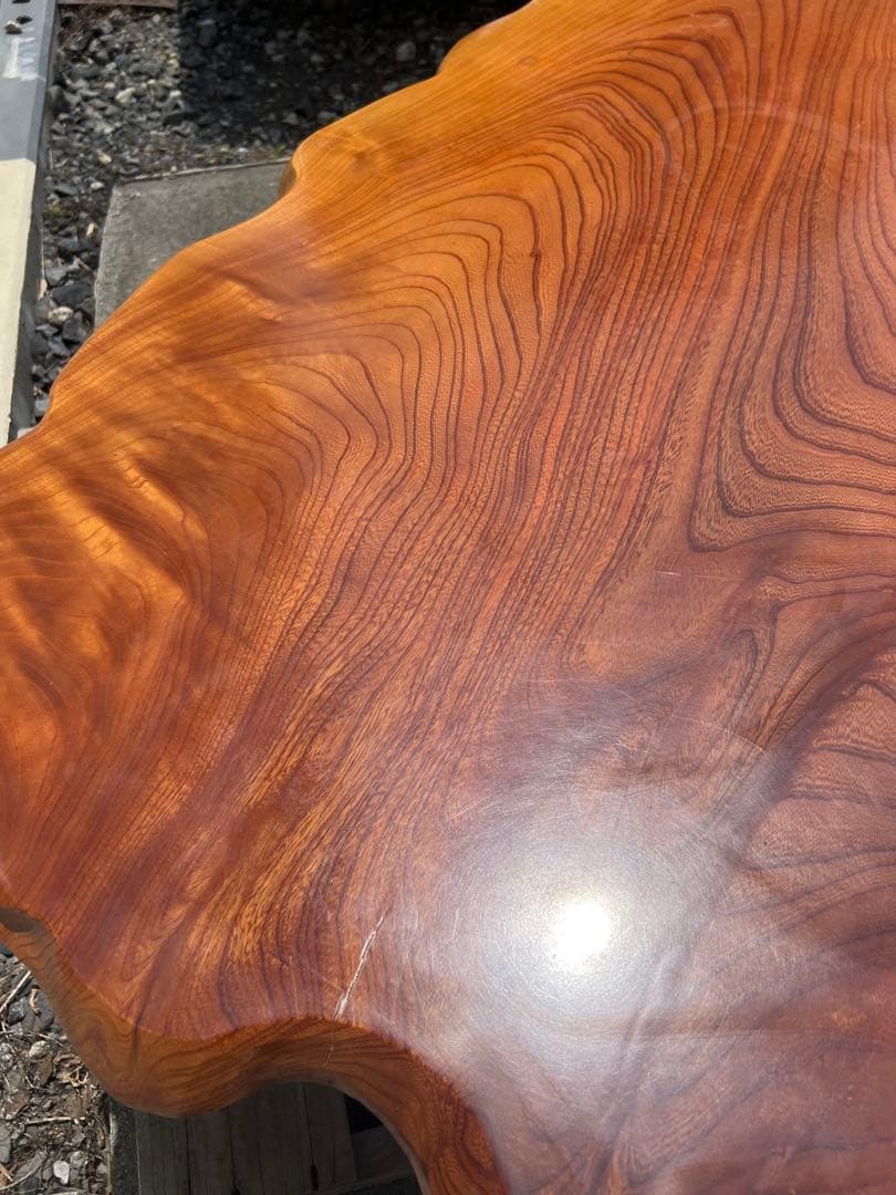 昭和レトロ 欅？ 一枚板 天然木 座卓 ちゃぶ台 古道具 古民具 花台