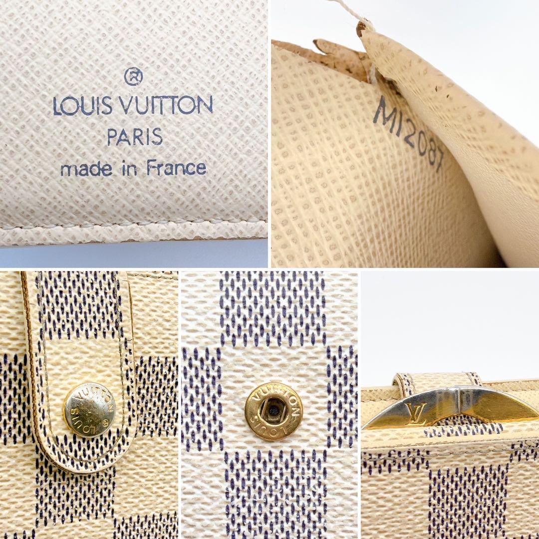 ルイヴィトン ポルトフォイユ ヴィエノワ ダミエアズール 折り財布 がま口 白色