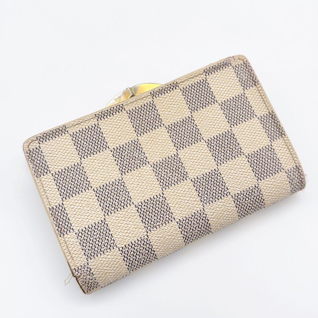 ルイヴィトン ポルトフォイユ ヴィエノワ ダミエアズール 折り財布 がま口 白色