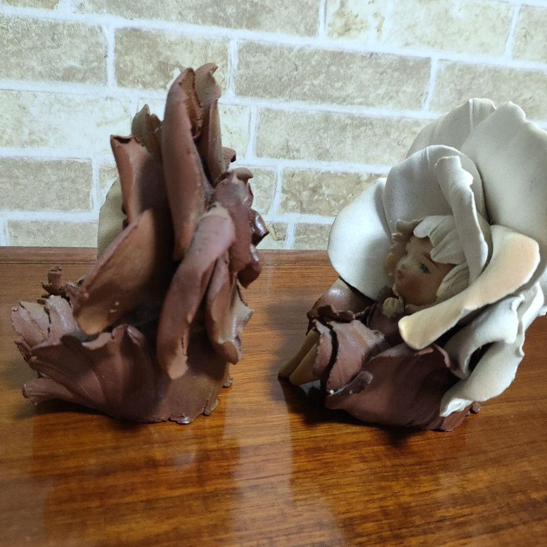 作家物 陶人形 森の精 リーベ 竹内祥子 花の妖精 薔薇 森の妖精 2体セット