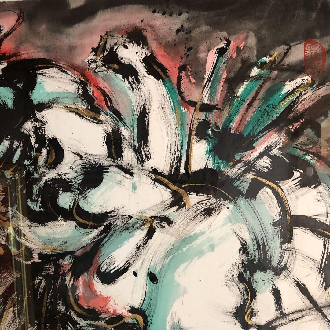 鈴木 康雄　パリの美術館に出品した作品、水彩画相撲力士絵サイズ725×550mm