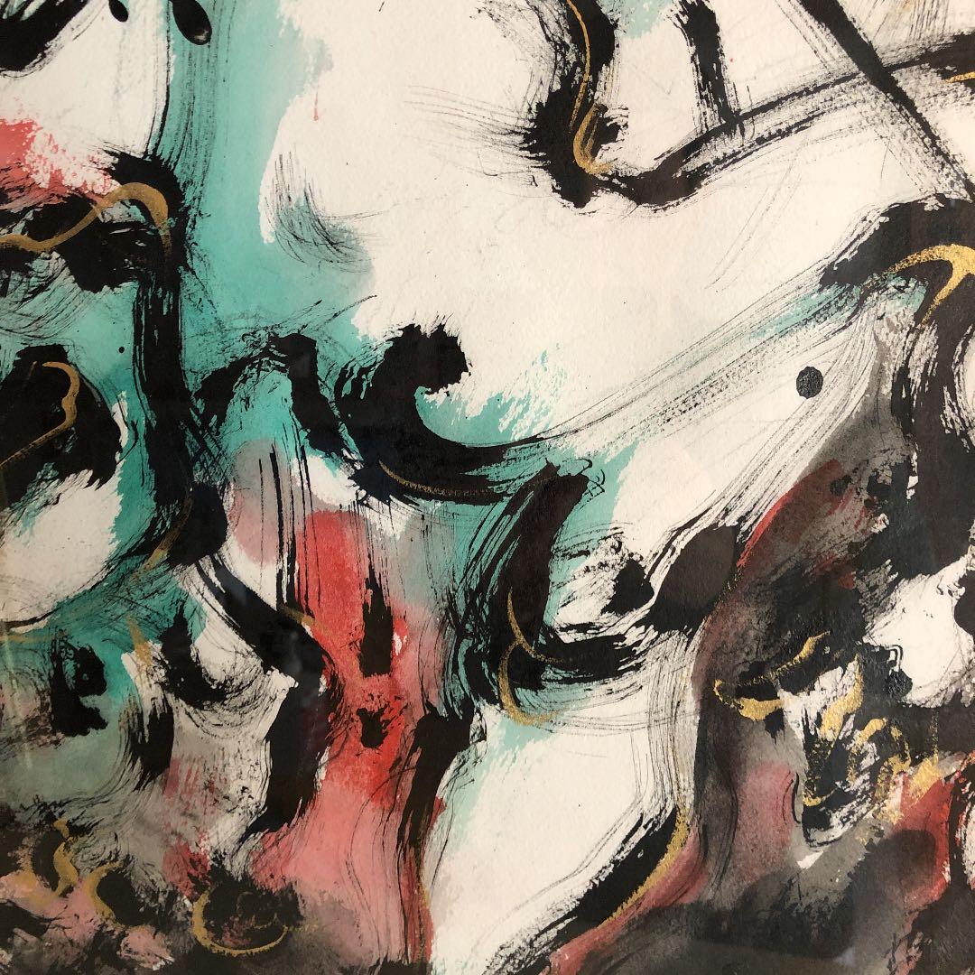 鈴木 康雄　パリの美術館に出品した作品、水彩画相撲力士絵サイズ725×550mm