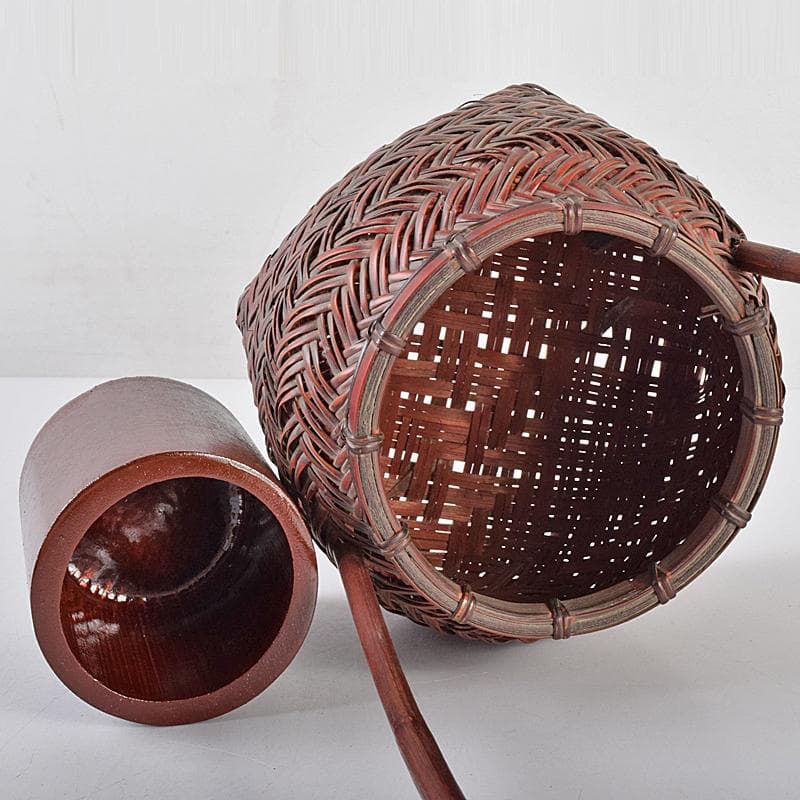 茶道具　竹細工師　竹遊斎造　山路花篭　花入　共箱　M　R7733B