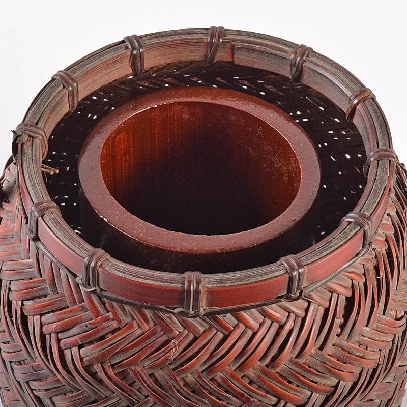 茶道具　竹細工師　竹遊斎造　山路花篭　花入　共箱　M　R7733B