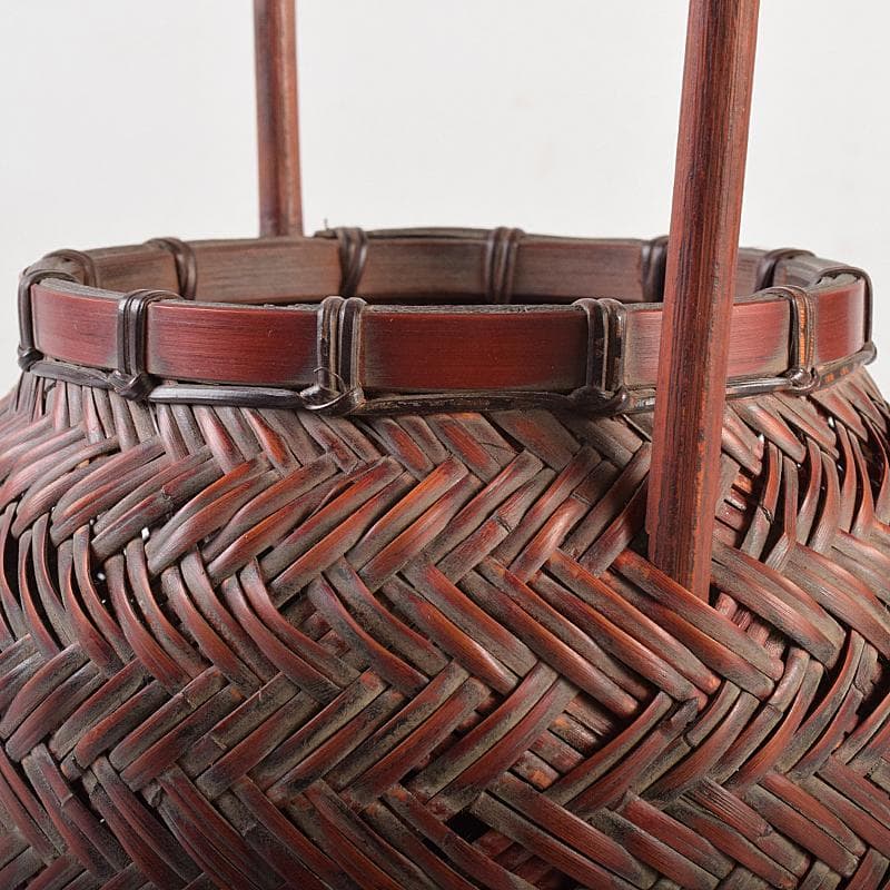 茶道具　竹細工師　竹遊斎造　山路花篭　花入　共箱　M　R7733B