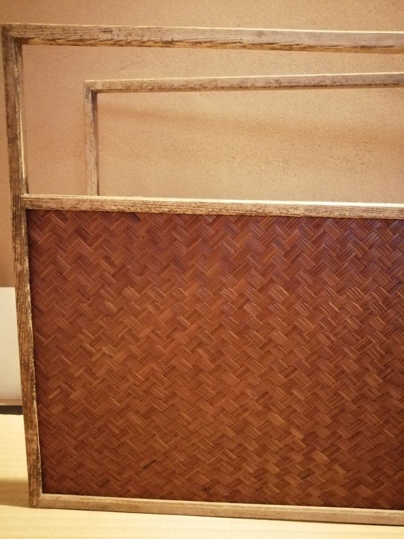 【茶道具】利休梅紋網代風炉先屏風　風炉先　風炉先221