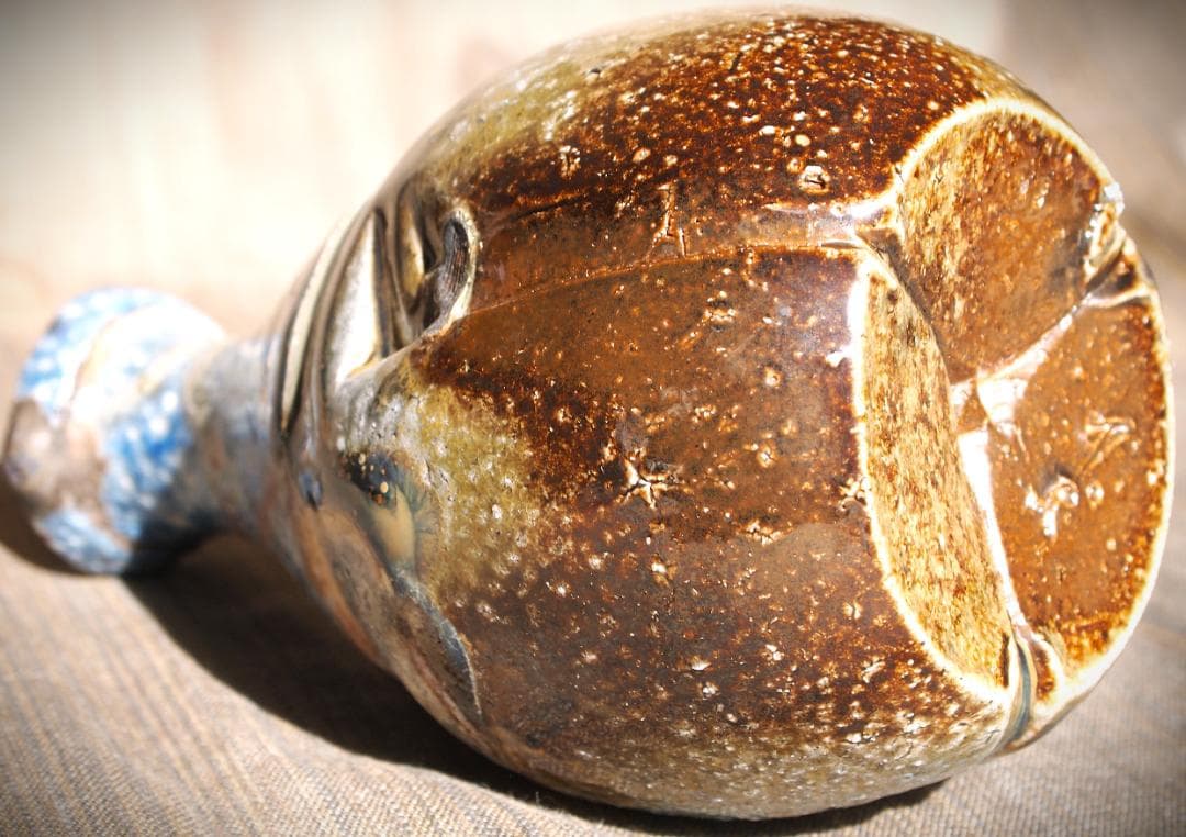 人気作家★大岩智之【師：隠崎隆一】★黒≪青窯変≫備前徳利★共箱