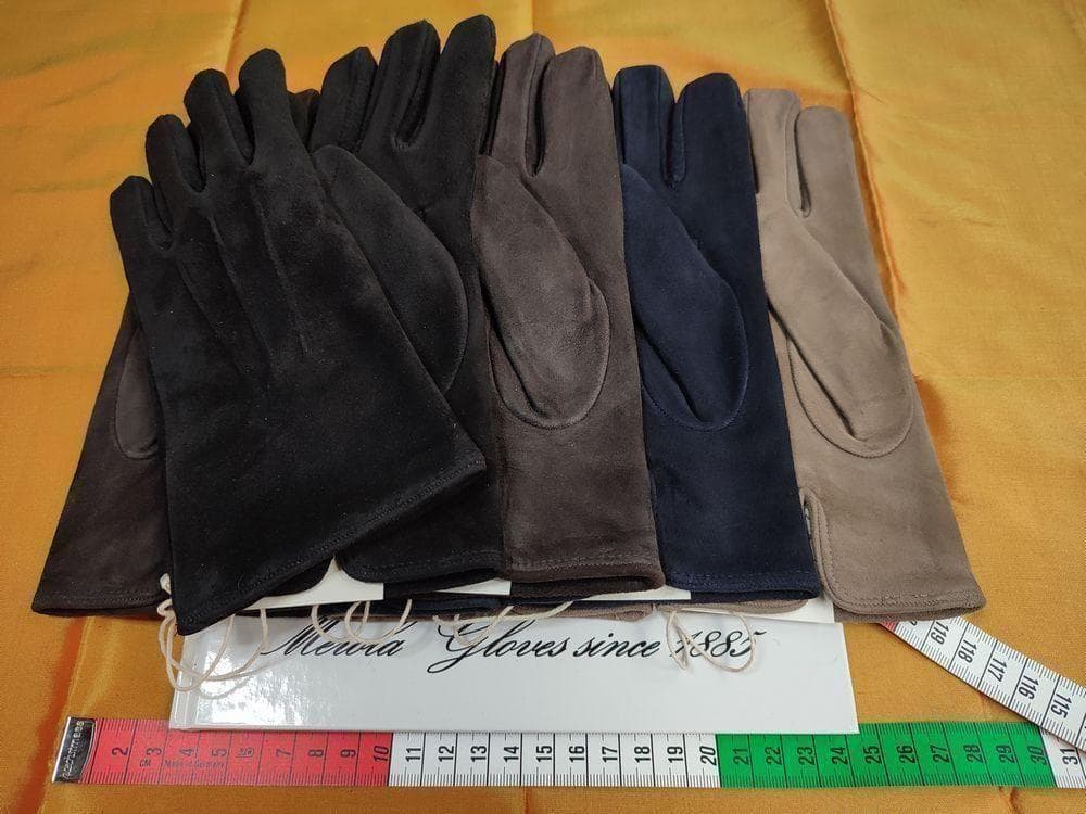 値下げ 最終 メローラ スエード紺 カシミア赤 革手袋 グローブ MEROLA