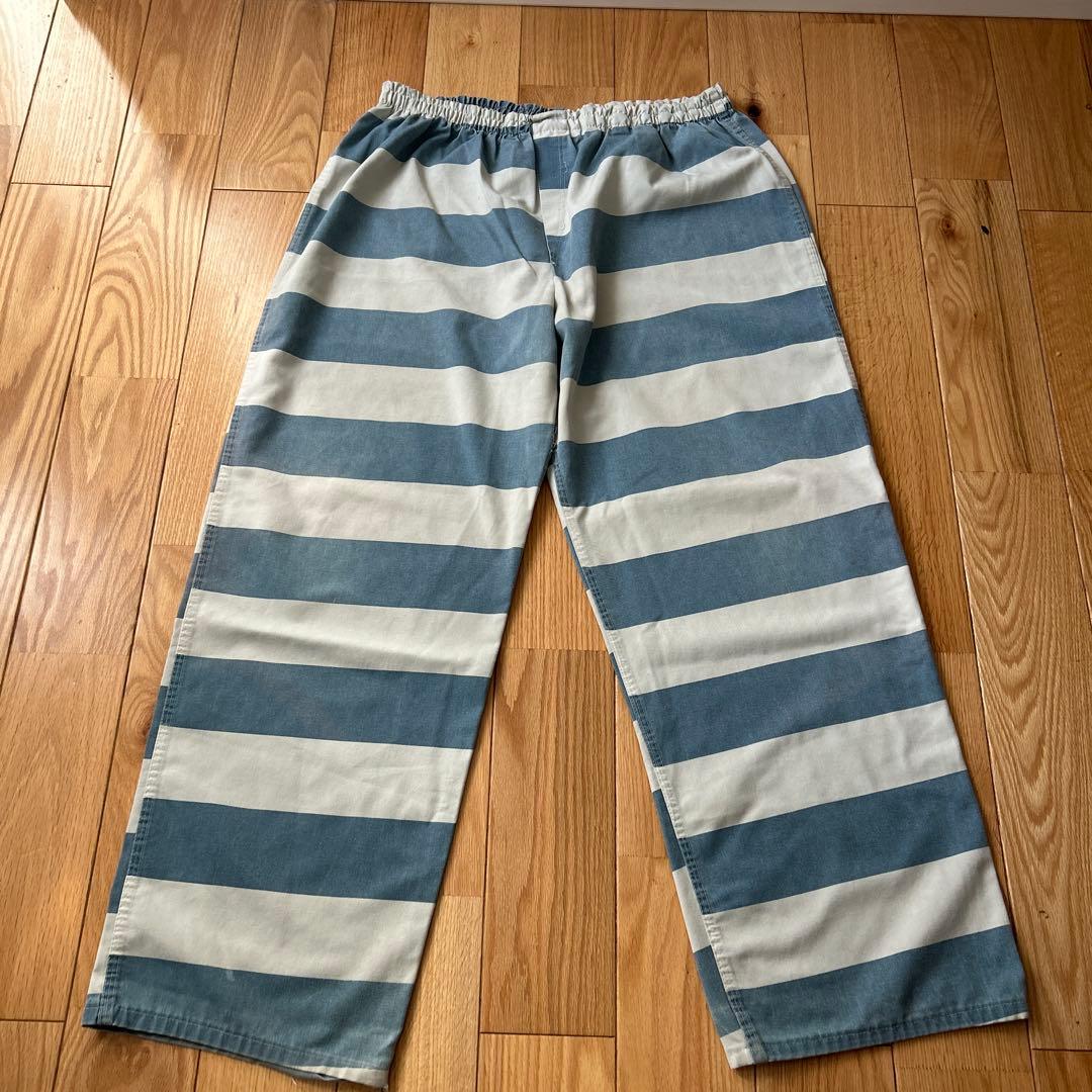80s ビンテージプリズナーパンツprisoner 囚人服　紺色ボーダー