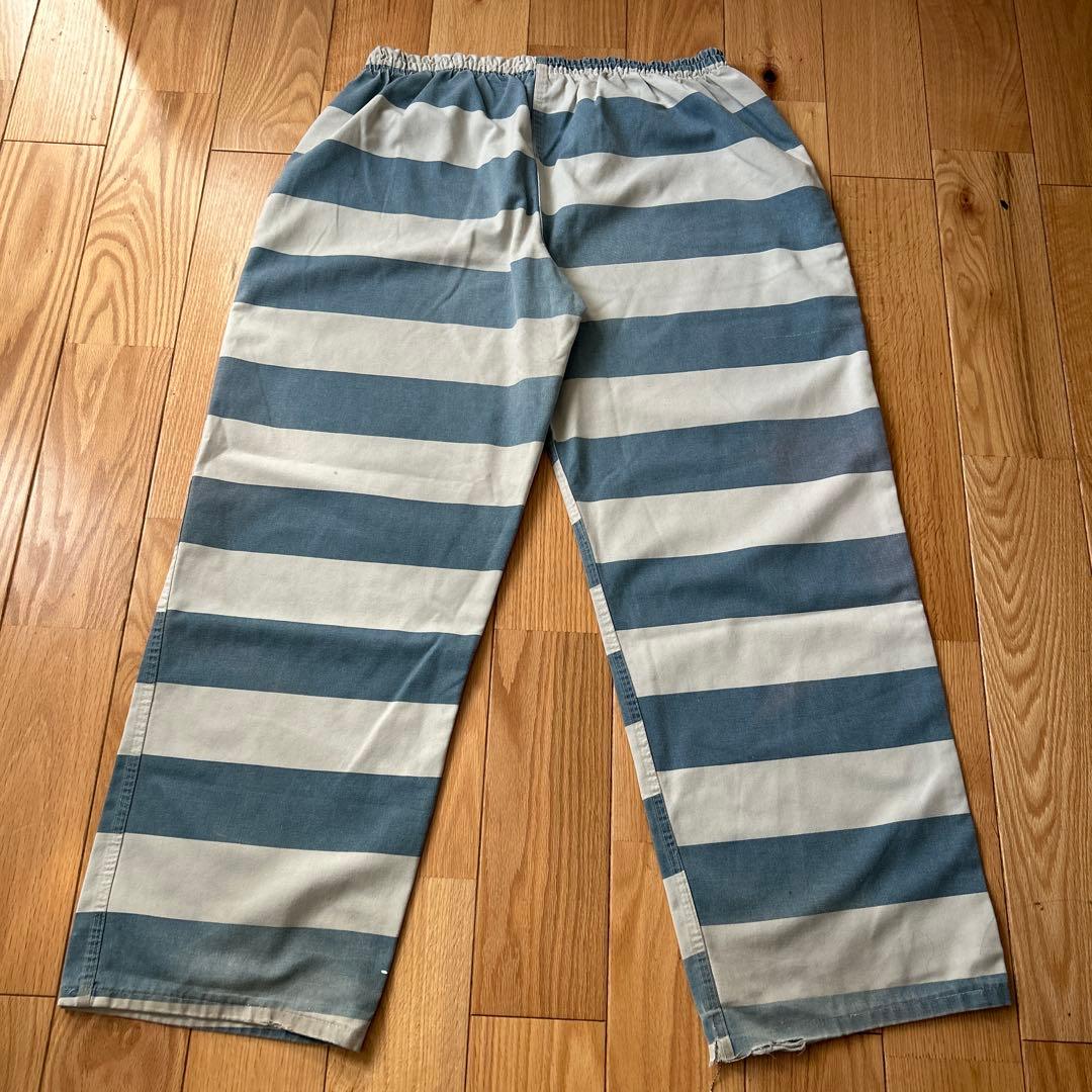 80s ビンテージプリズナーパンツprisoner 囚人服　紺色ボーダー