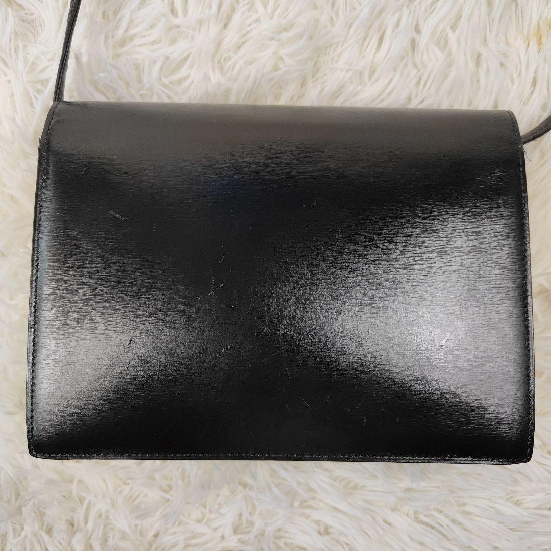 Dior　ショルダーバッグ　ロゴ金具　リボン　ブラック　レザー