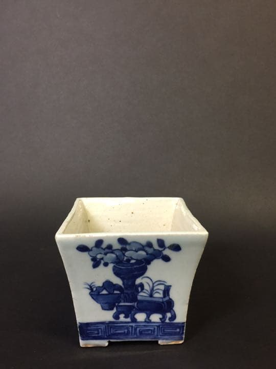 染付青花蘭鉢 清中期 中国古董品 年代物