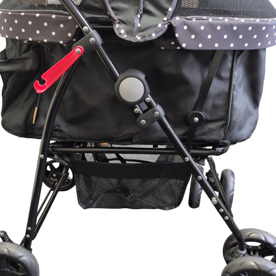 【美品 送料無料】GEX わんわんカート デラックス　多頭用　水玉　黒