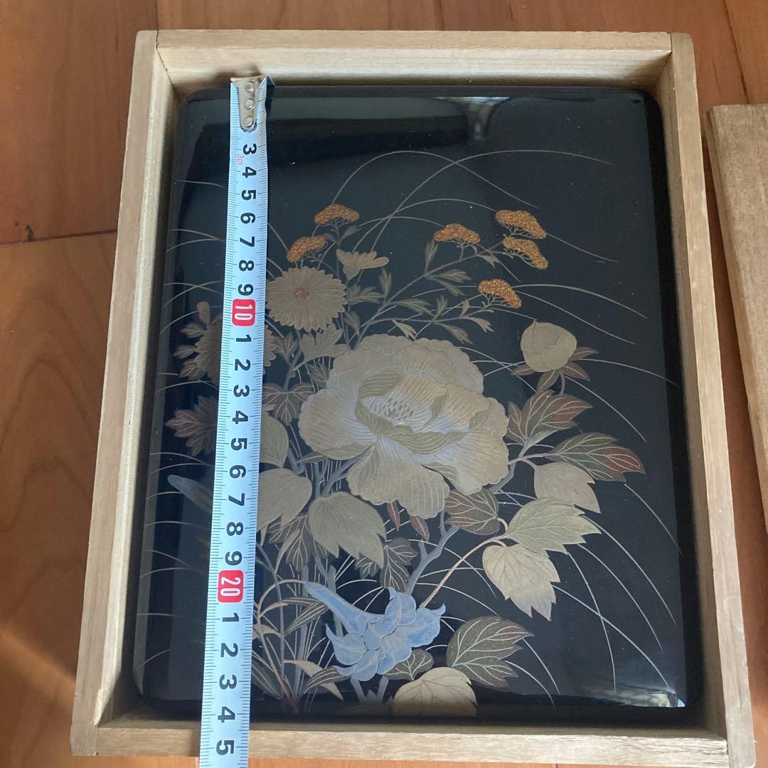 草花蒔絵 硯箱 平安象彦作　書道具