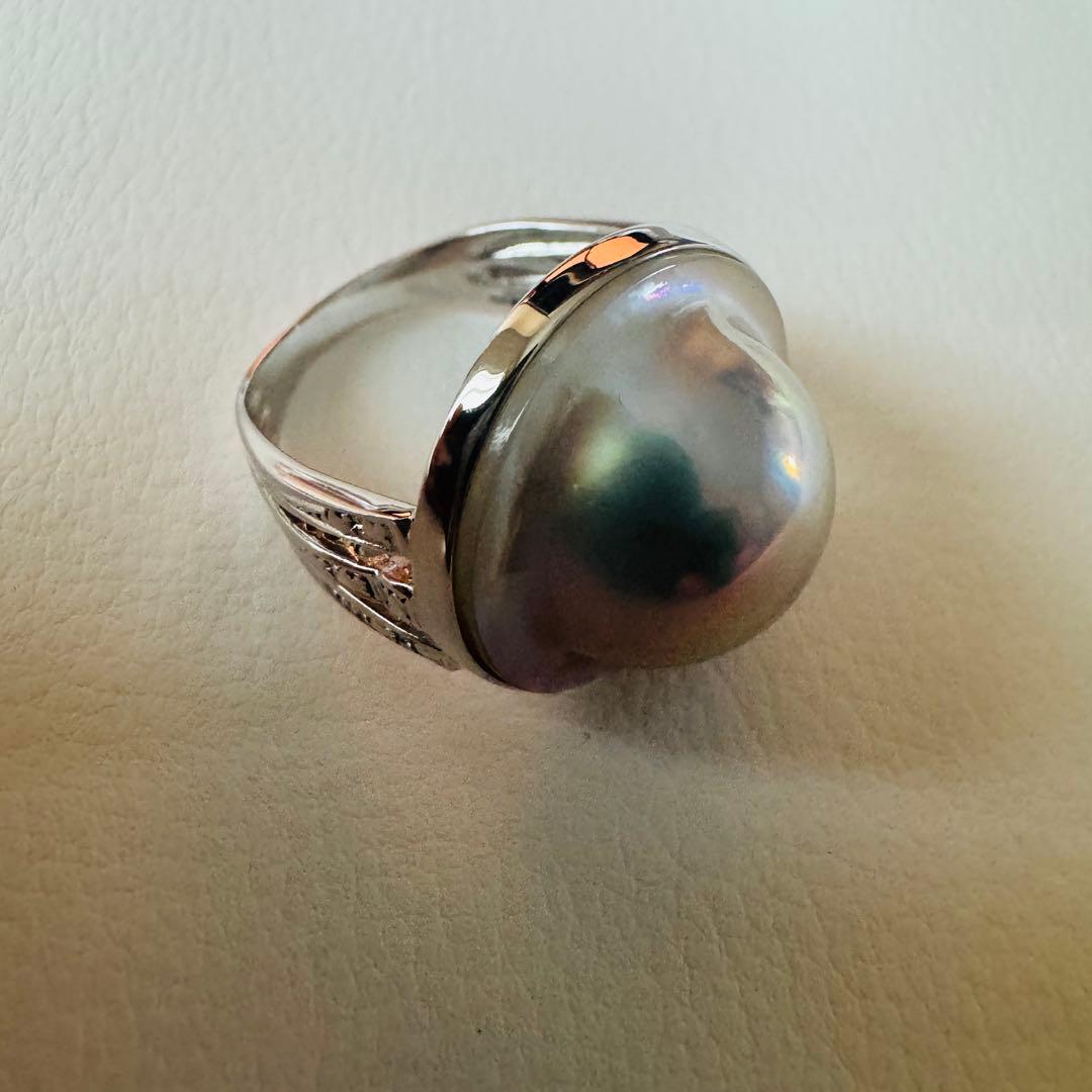 大粒 マベパール リング 指輪 シルバー925 13号 内径17mm