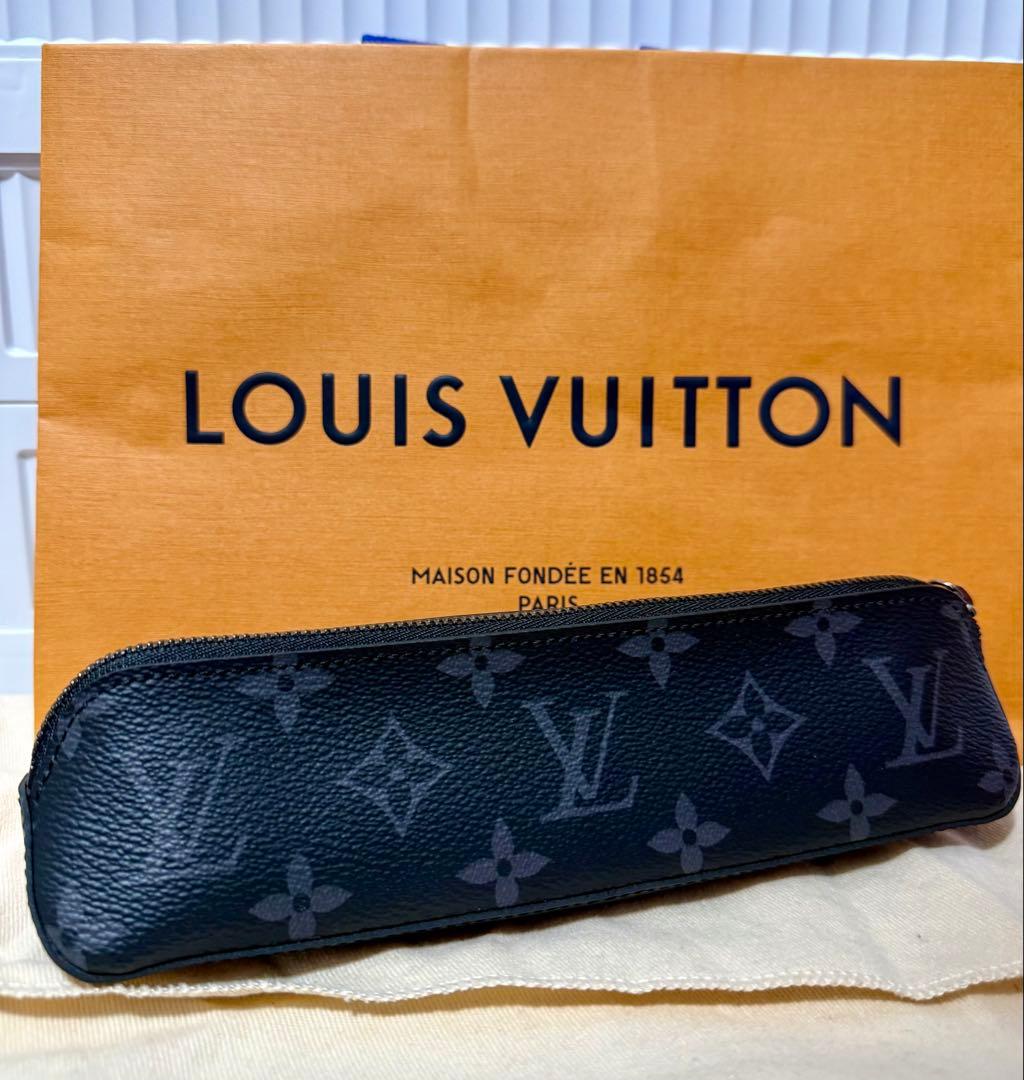 色*！様 LOUIS VUITTON 黒 レザーペンケース　モノグラム
