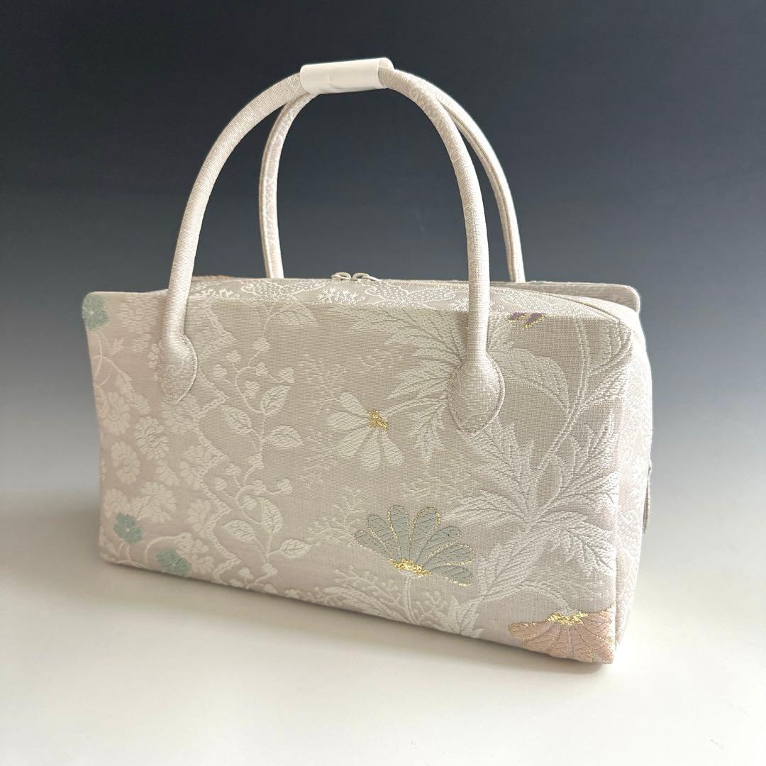 新品未使用品　京都 西陣織　弥栄織物　　　正絹帯地使用　利休バッグ　251212