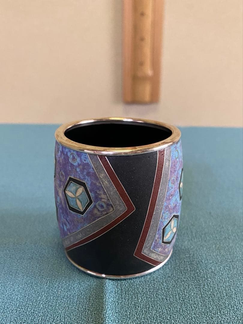 茶道具/蓋置 上沼緋佐子　泥釉七宝『亀甲文 いにしえ』