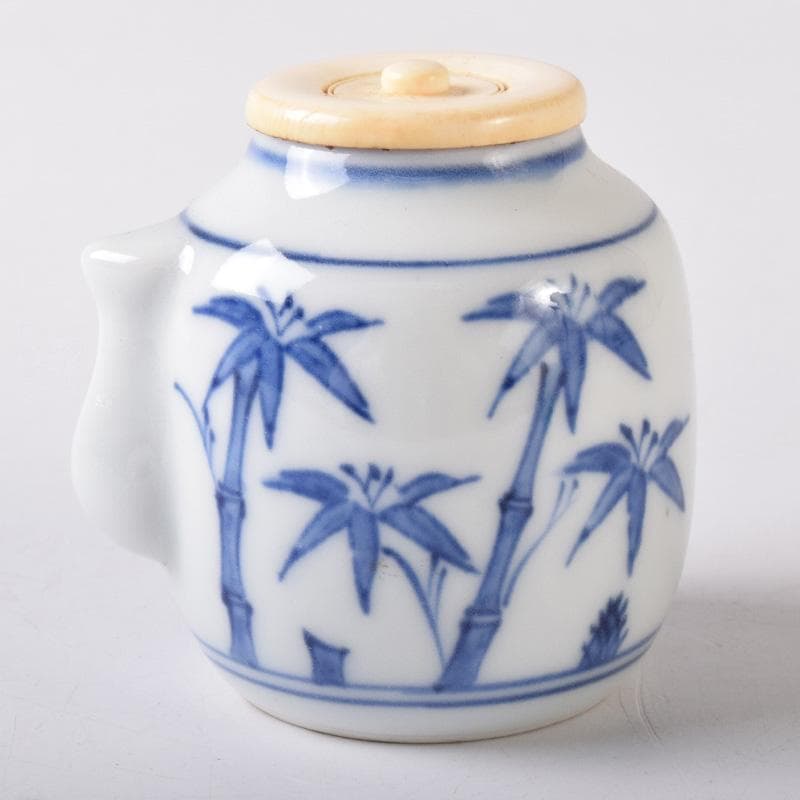 茶道具　染付　竹文　茶入　時代箱付　V　7289