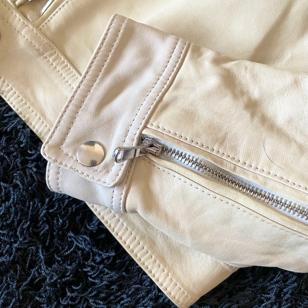 EMMETI アンドレア シングルライダースジャケット アイボリー 48