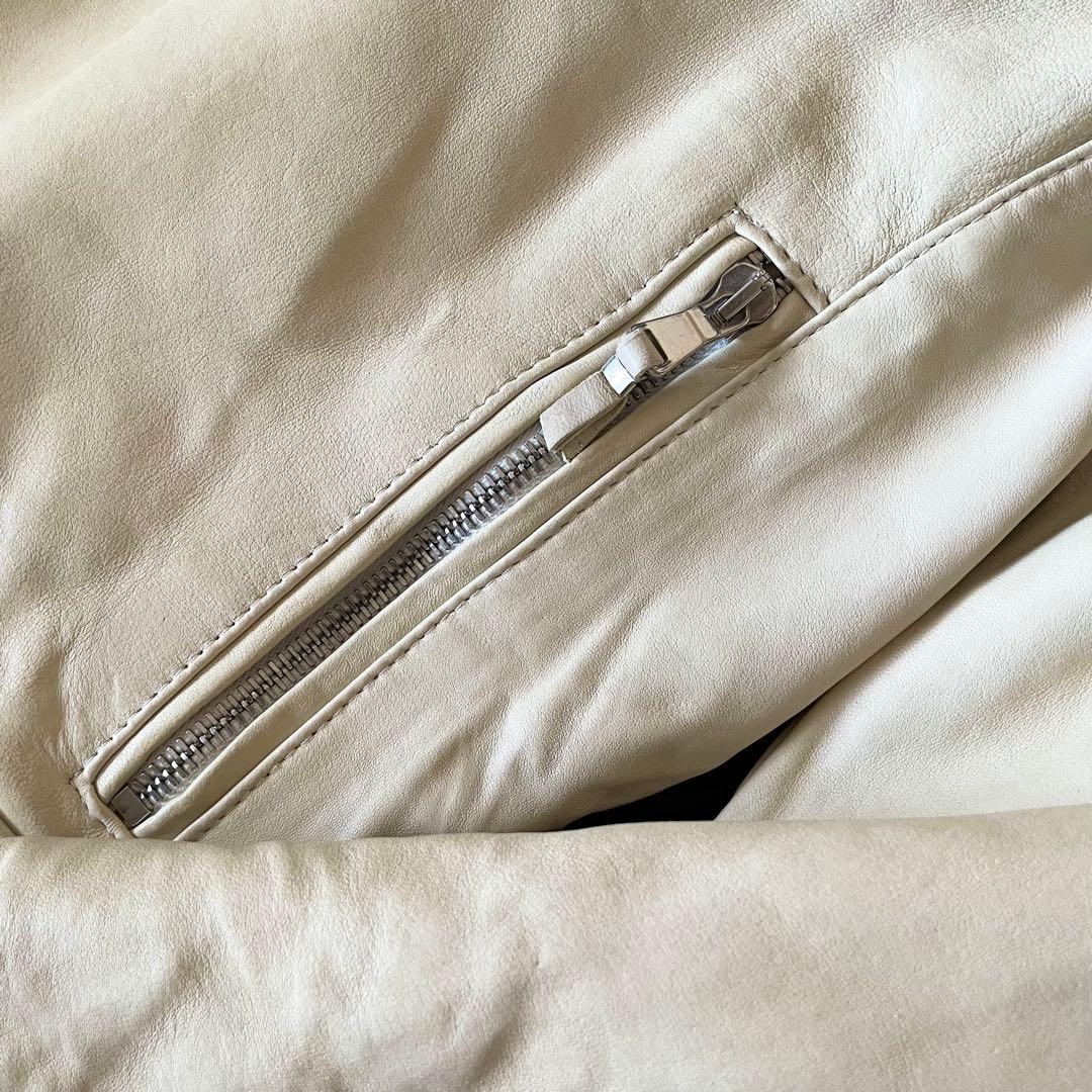 EMMETI アンドレア シングルライダースジャケット アイボリー 48