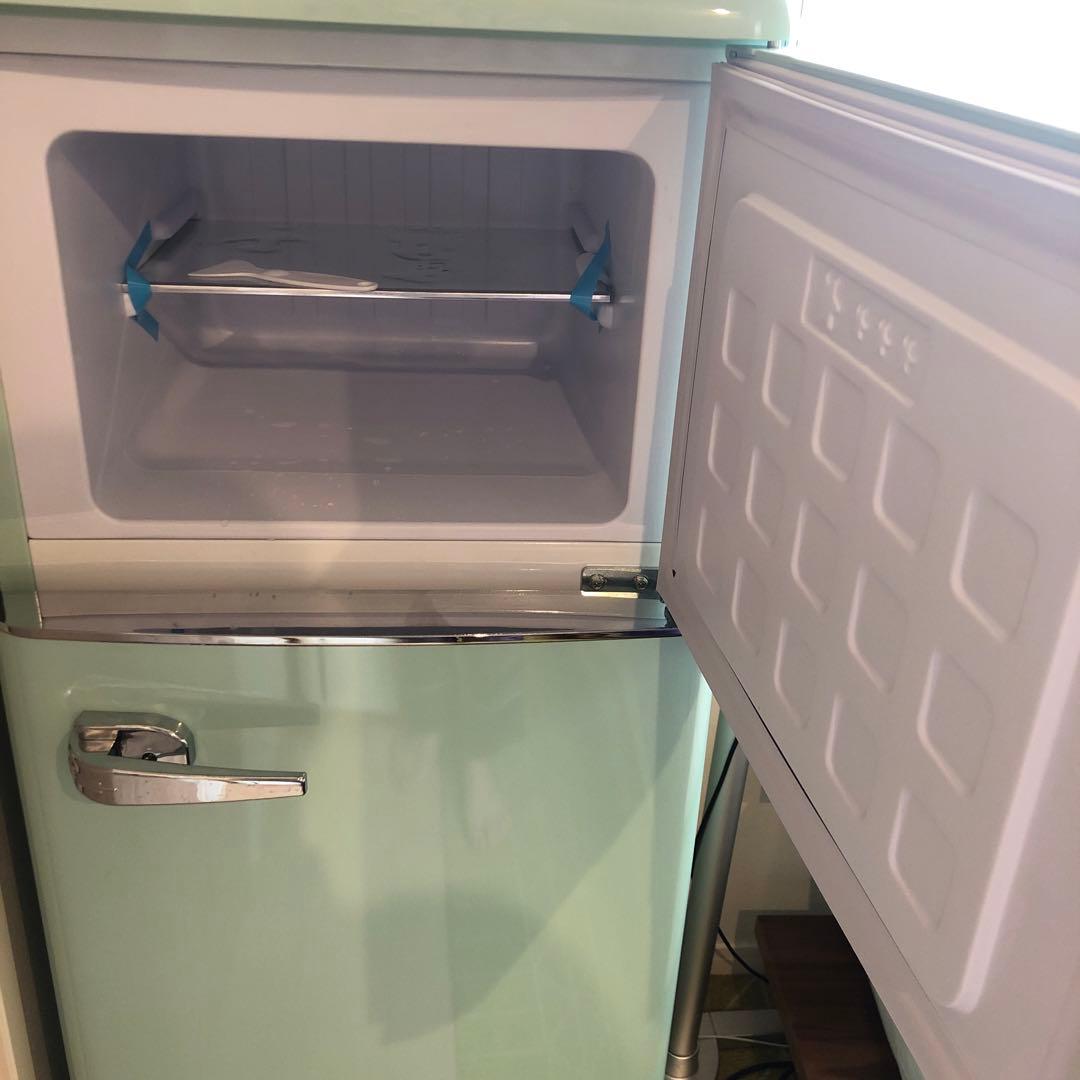 アイリスプラザ 114Lレトロ冷凍冷蔵庫 PRR-122D-LGライトグリーン色