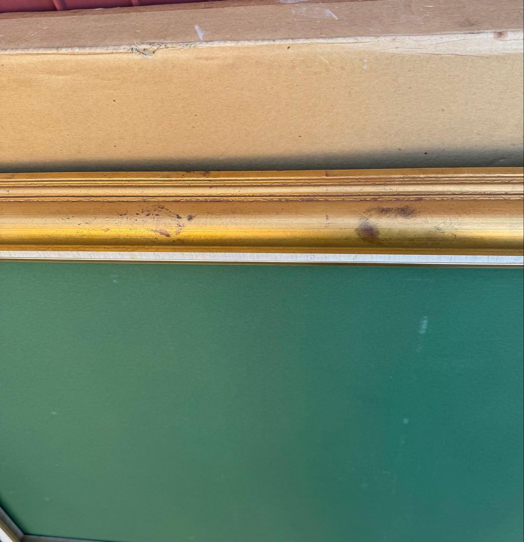 P40サイズ　 アンティーク調ゴールド油彩額縁 12/3前面アクリル板＆供箱付き