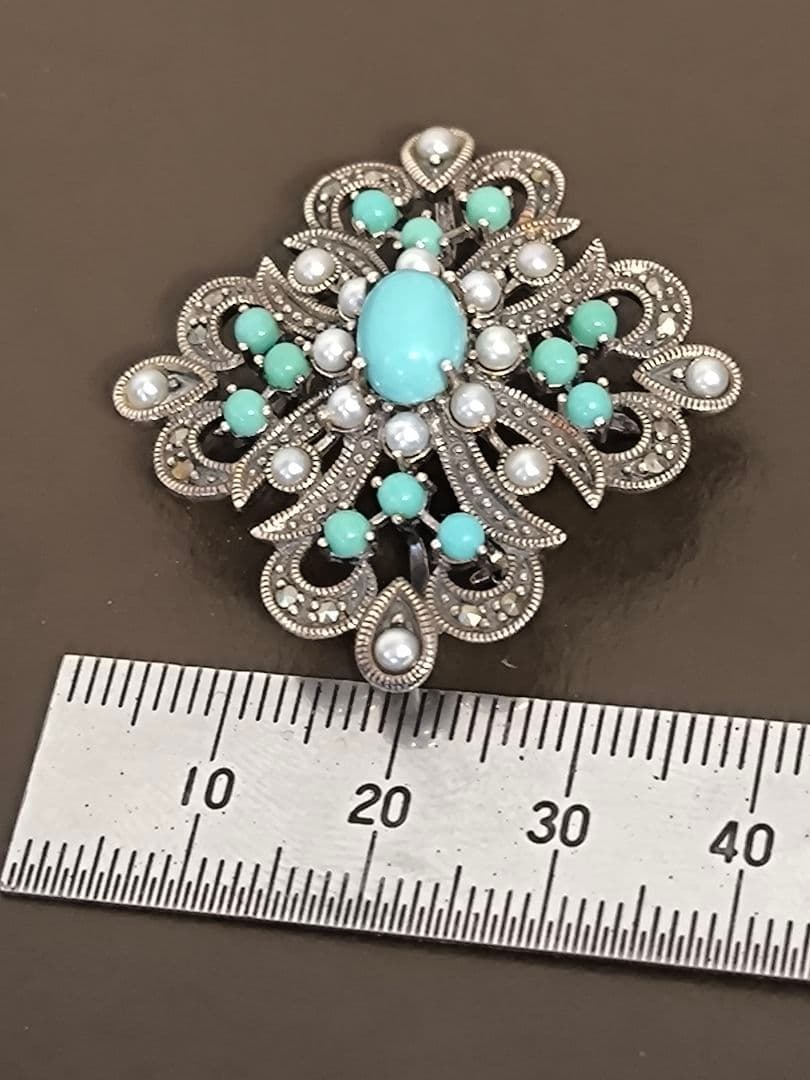 碌山 ROKUZAN ロクザン シルバー925 ターコイズ ブローチ