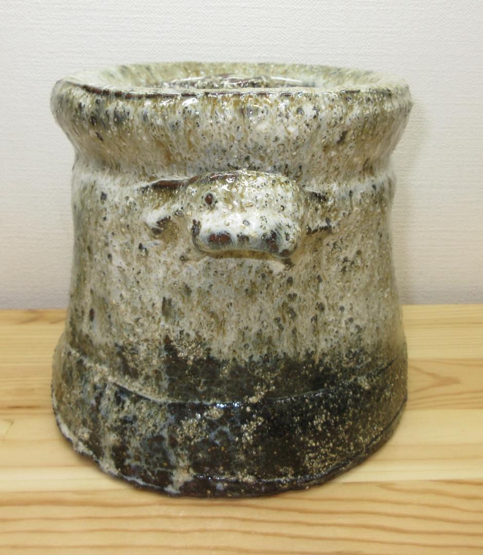 送料込【逢絢亭・新品】茶道具 水指 瀬戸焼 萩釉 窯変水指 耳付 味下隆司 共箱