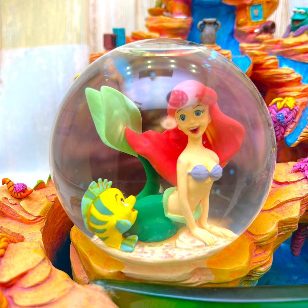 レア★リトル・マーメイド アリエル セバスチャン 噴水 スノーグローブ