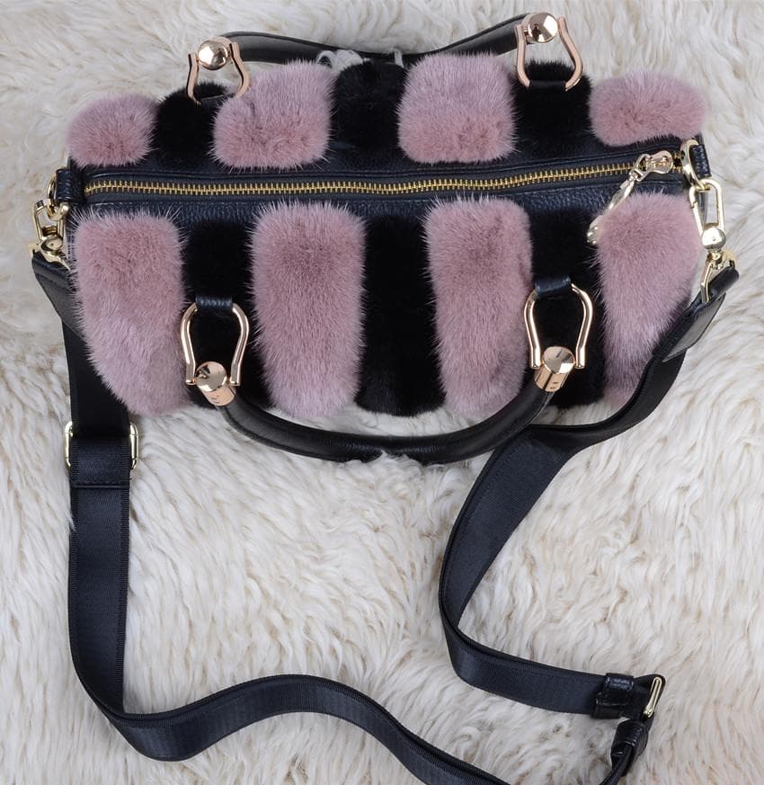 新品◆限定 高級本革&ミンク毛皮使用！2wayショルダーバッグ /毛皮ファー