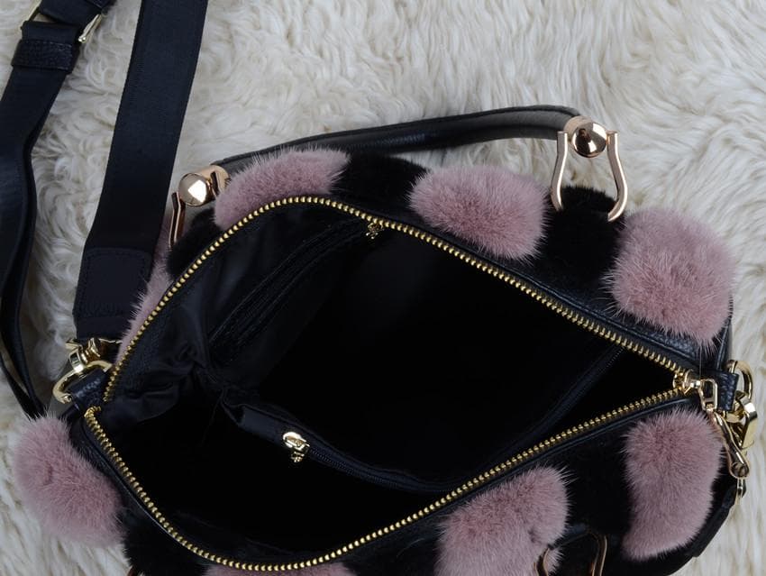 新品◆限定 高級本革&ミンク毛皮使用！2wayショルダーバッグ /毛皮ファー