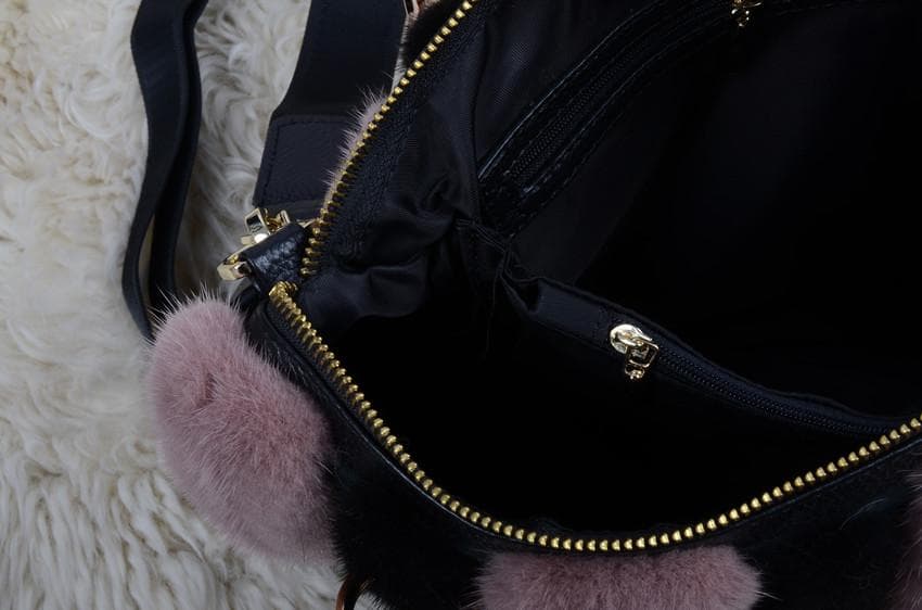 新品◆限定 高級本革&ミンク毛皮使用！2wayショルダーバッグ /毛皮ファー