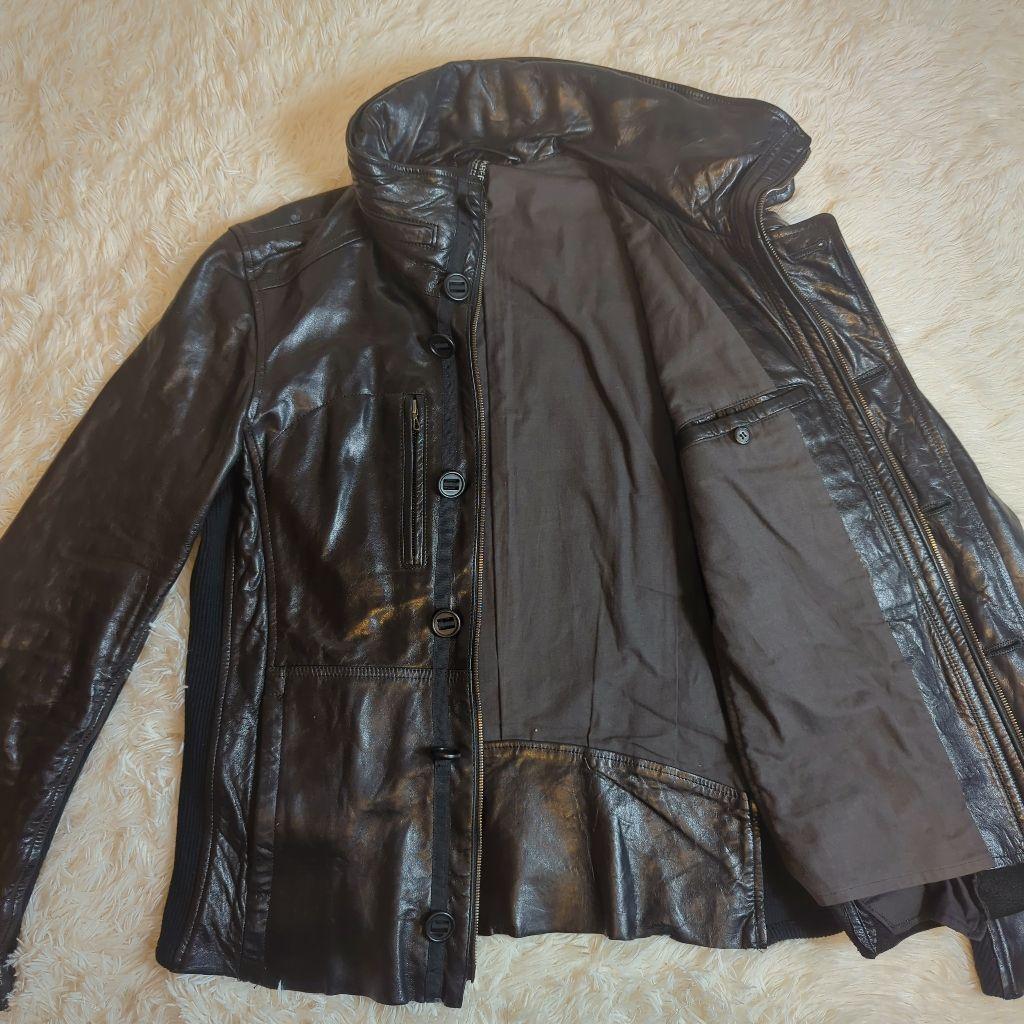 BAREFACE レザー シングルライダース ラムレザー L光沢 48