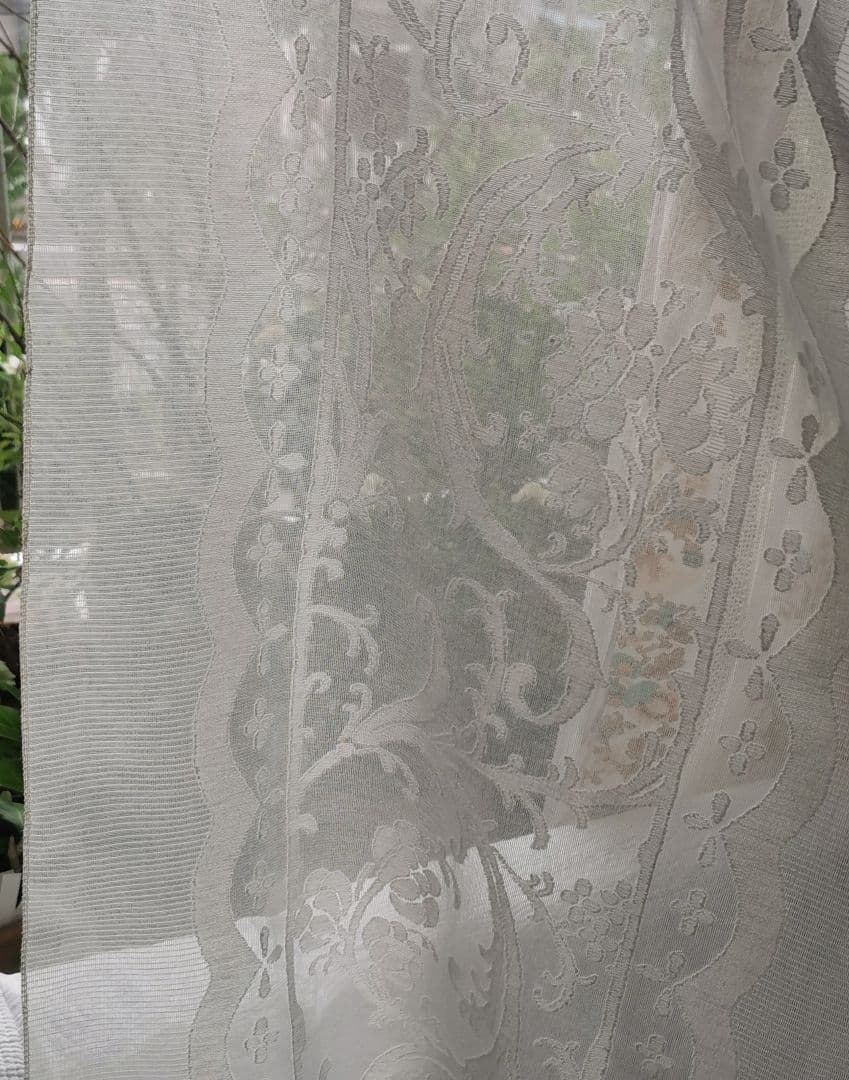 アンティーク マドラスレース アールヌーヴォーの花紋 細長いカーテンパネルクロス