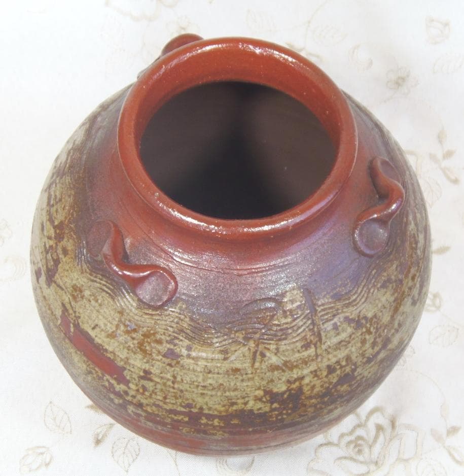 備前焼 古備前 三耳茶壺 花瓶 骨董 花器 フラワーベース 和風 置物