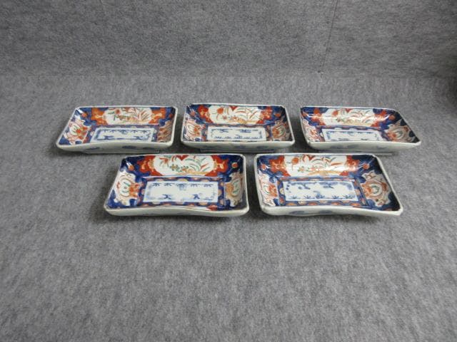 伊万里色絵染錦長皿5枚 [B27312]
