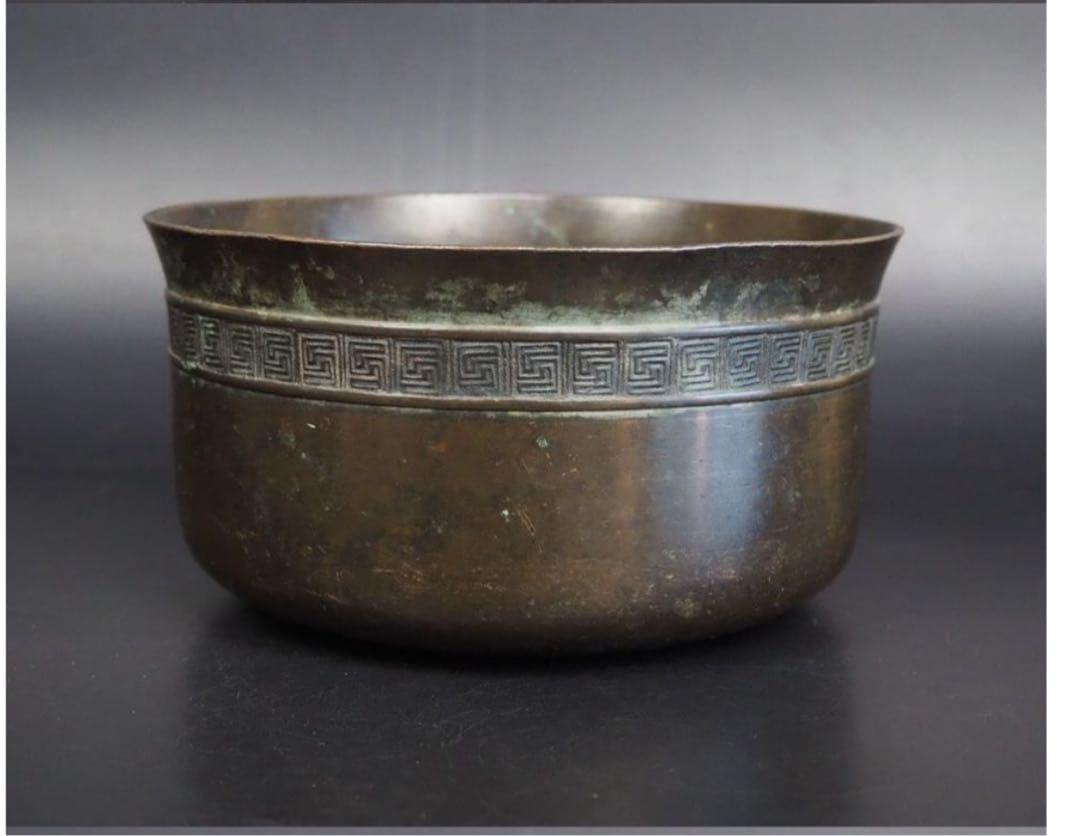 送料無料　江戸時代　砂張り　古銅建水　煎茶道具　検/銀瓶鉄瓶茶托茶壺古錫玉川堂