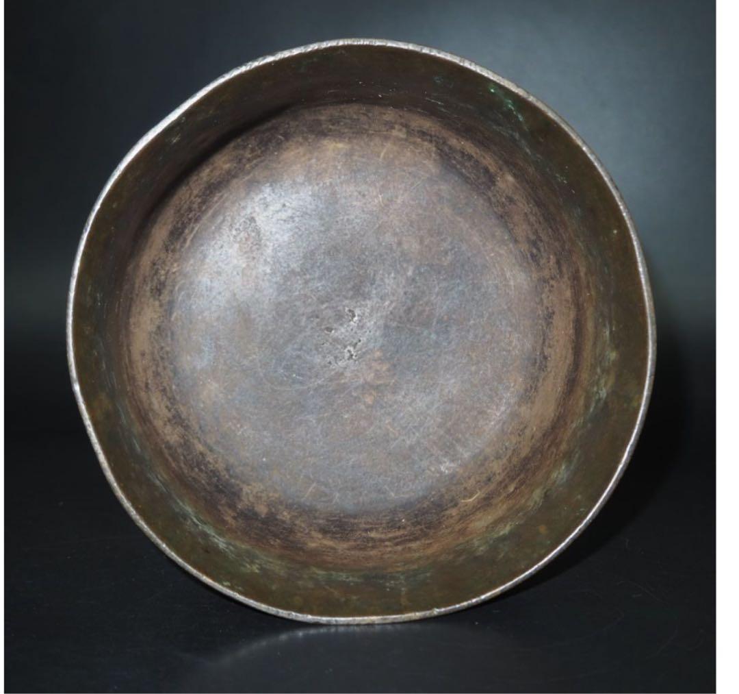 送料無料　江戸時代　砂張り　古銅建水　煎茶道具　検/銀瓶鉄瓶茶托茶壺古錫玉川堂