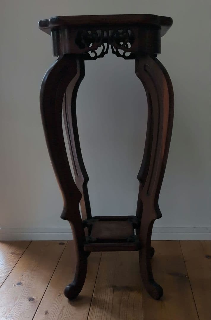 指物工芸　総シタン材(紫檀)　漆塗り 花台 アンティーク