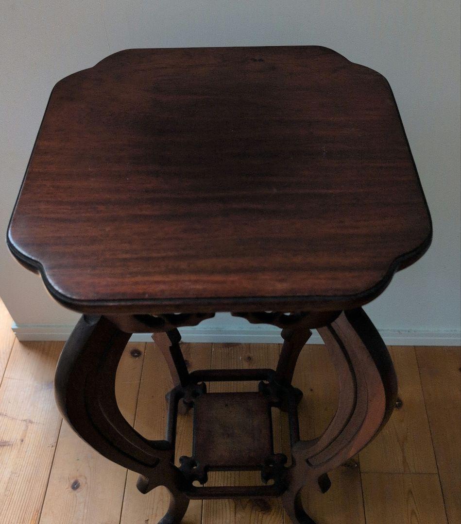 指物工芸　総シタン材(紫檀)　漆塗り 花台 アンティーク