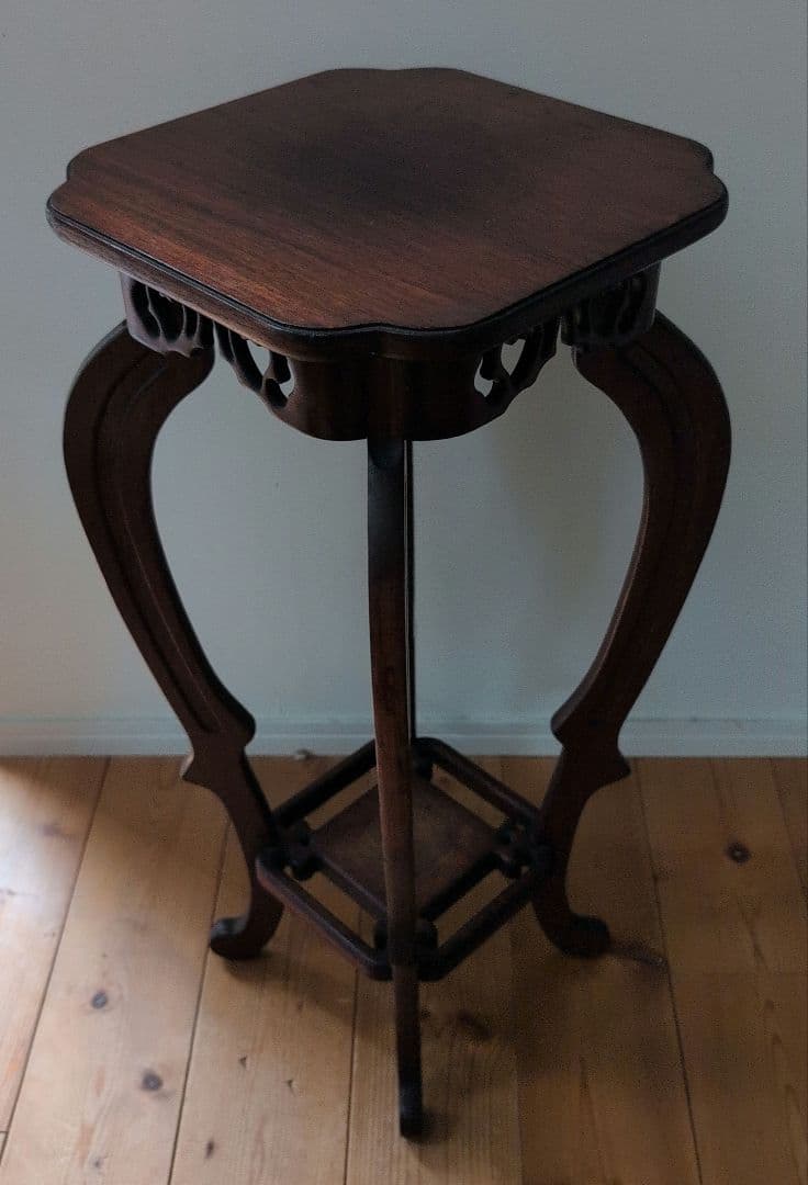 指物工芸　総シタン材(紫檀)　漆塗り 花台 アンティーク