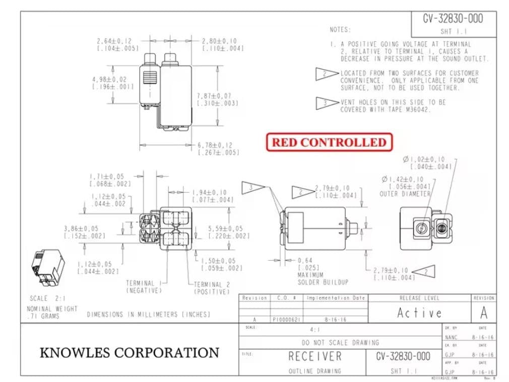 【新品・国内即納】Knowles GV-32830-000 ペア（2個セット）