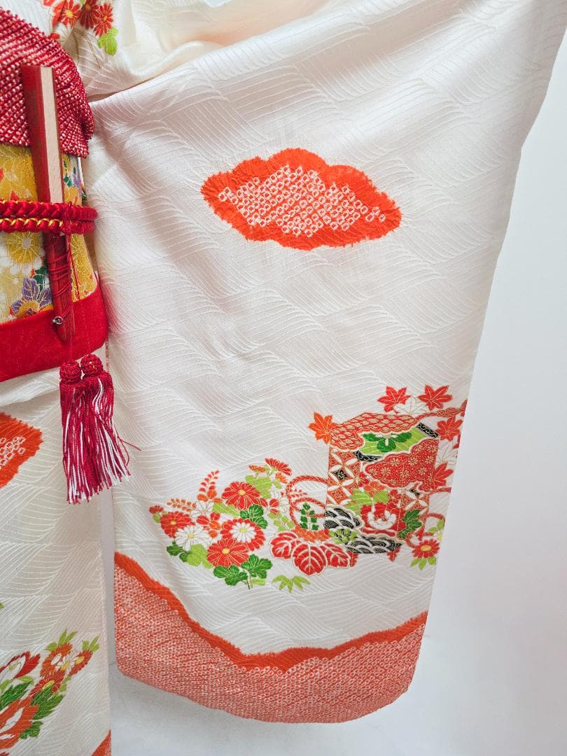 ★むぅー★七五三　7歳　正絹部分絞り 高級　着物　セット　女の子 *c75