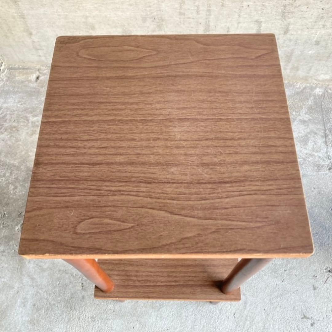 木製 ラック 飾り棚 電話台 サイドテーブル 花台 2段 木目調 昭和レトロ