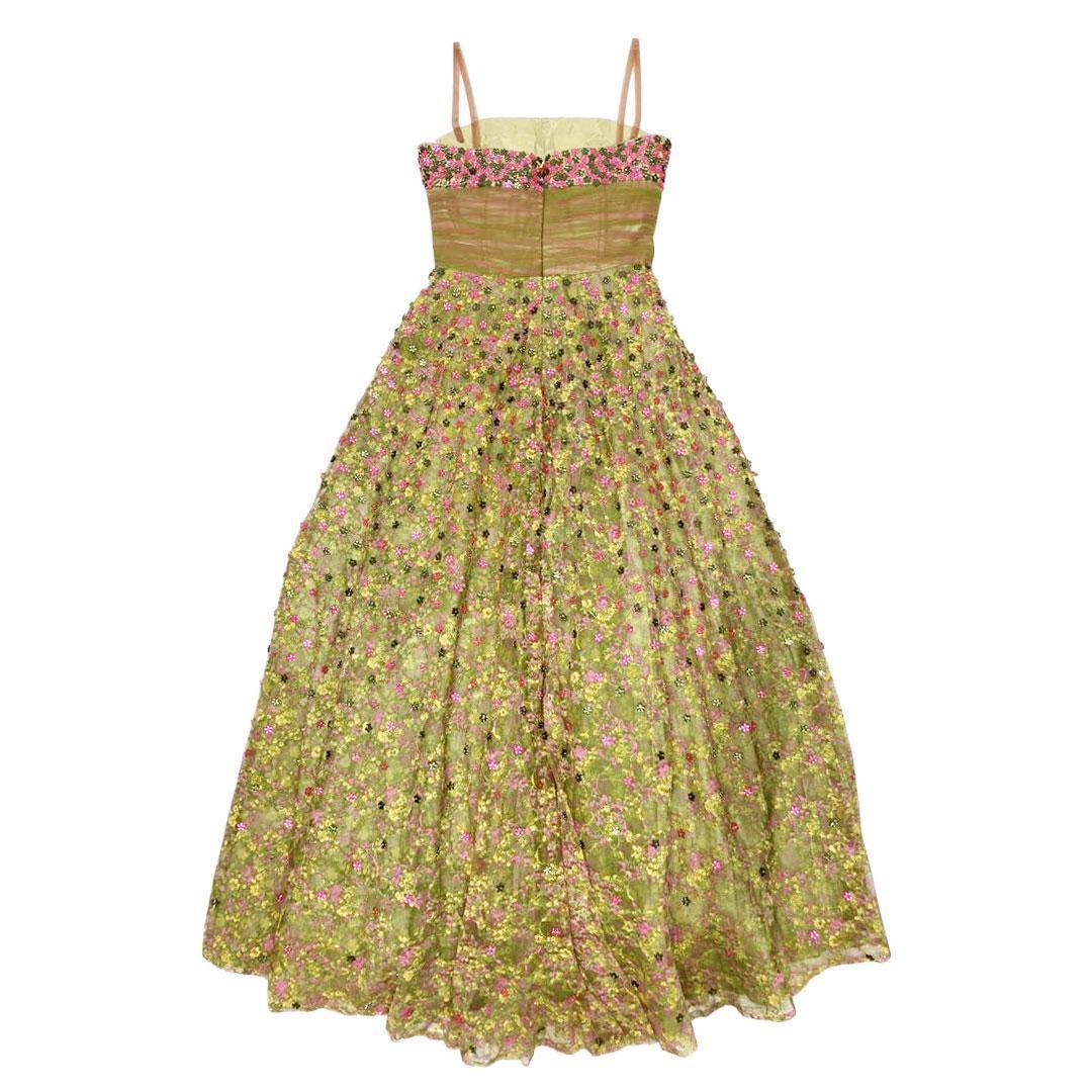 JOVANI ジョヴァニ フラワーモチーフビジュー ロングドレス