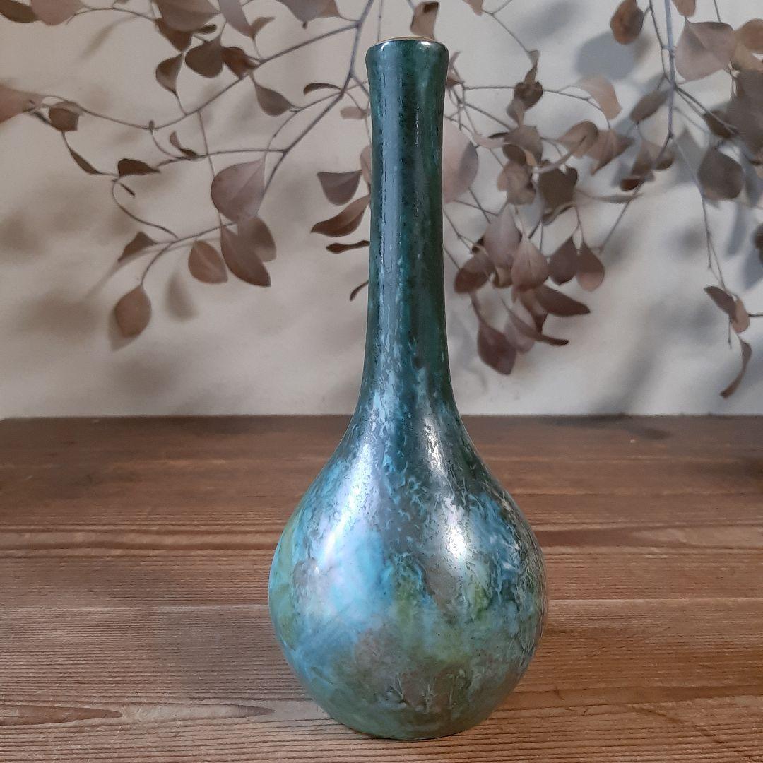 No4707 リモージュ　フランス　鶴首花瓶　高さ21cm 陶磁器　送料無料