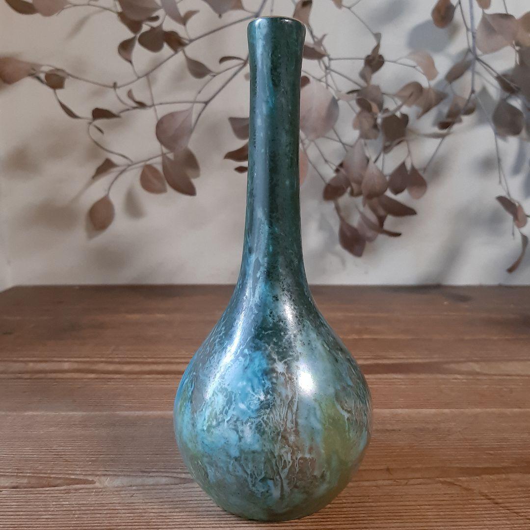 No4707 リモージュ　フランス　鶴首花瓶　高さ21cm 陶磁器　送料無料