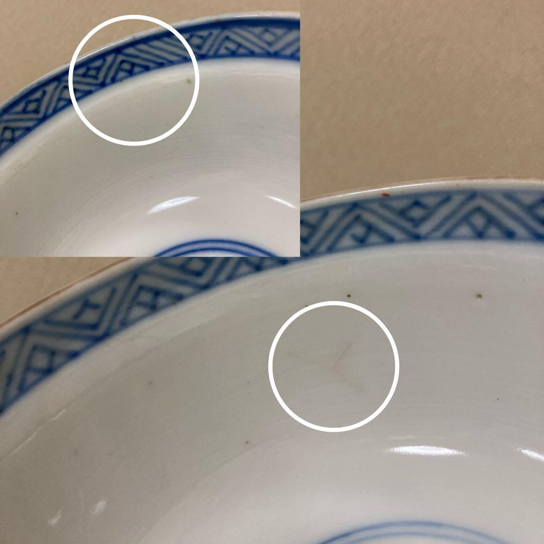 古伊万里　色絵染付間取　金襴手　丼　5客　蓋付碗　アンティーク　骨董　明治〜大正